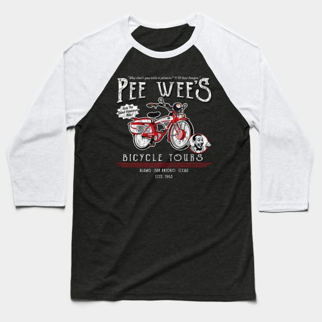 Pee Wee's Bicycle Tours Worn Out Baseball T-Shirt by Alema Art